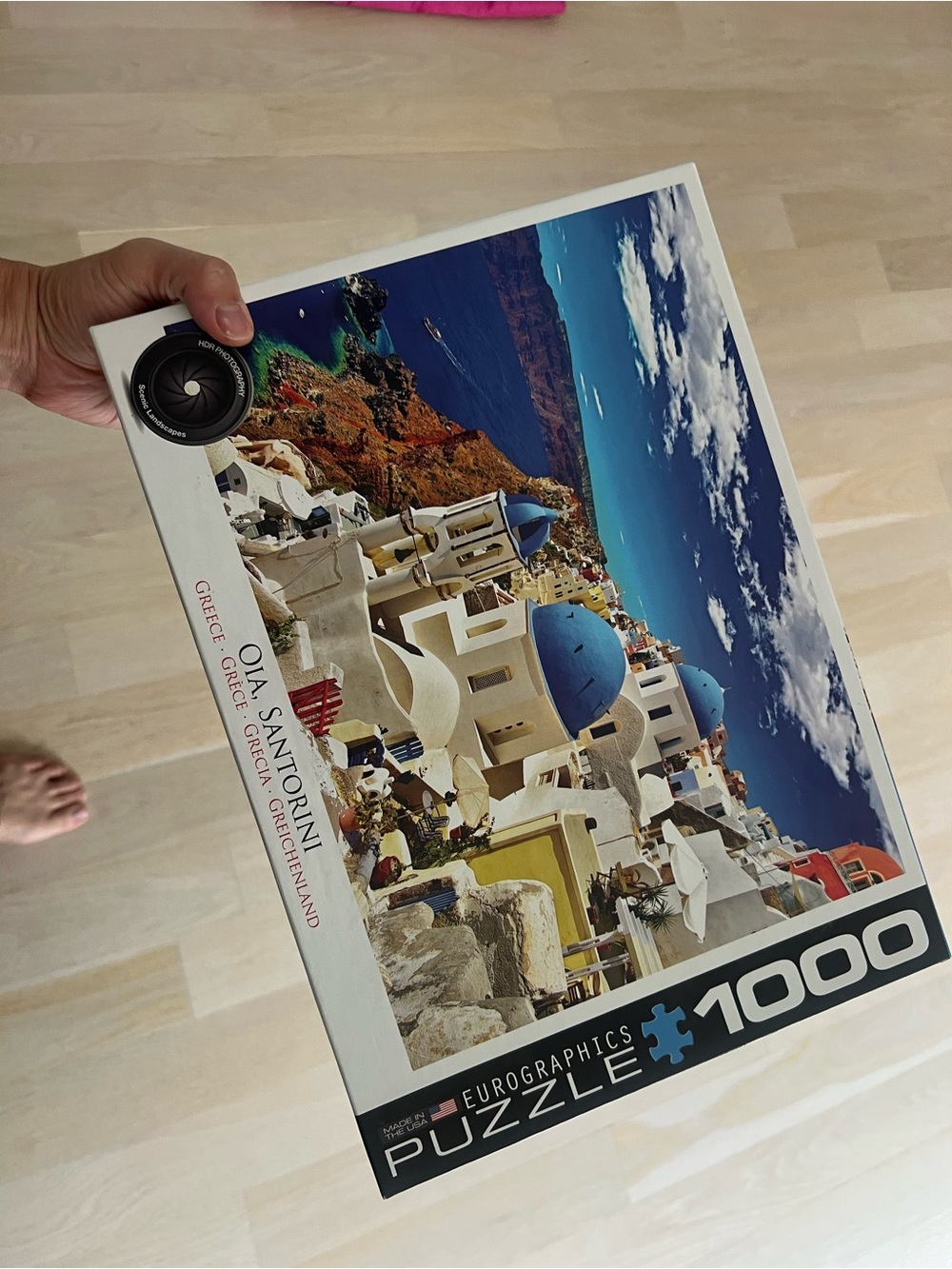 1000-Piece Puzzle - Oia Santorini (Blue & White)